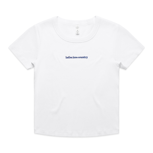 Ladies Love Country White Baby Tee